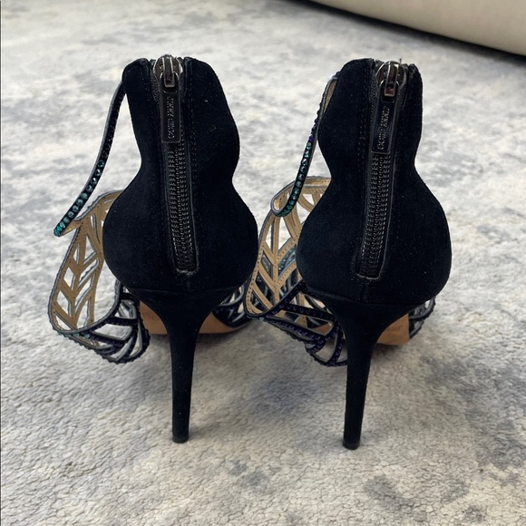 Jimmy Choo Kallai Leaf Sandal Heels Embellished Crystal Designer Sz 40 - Picture 6 of 14